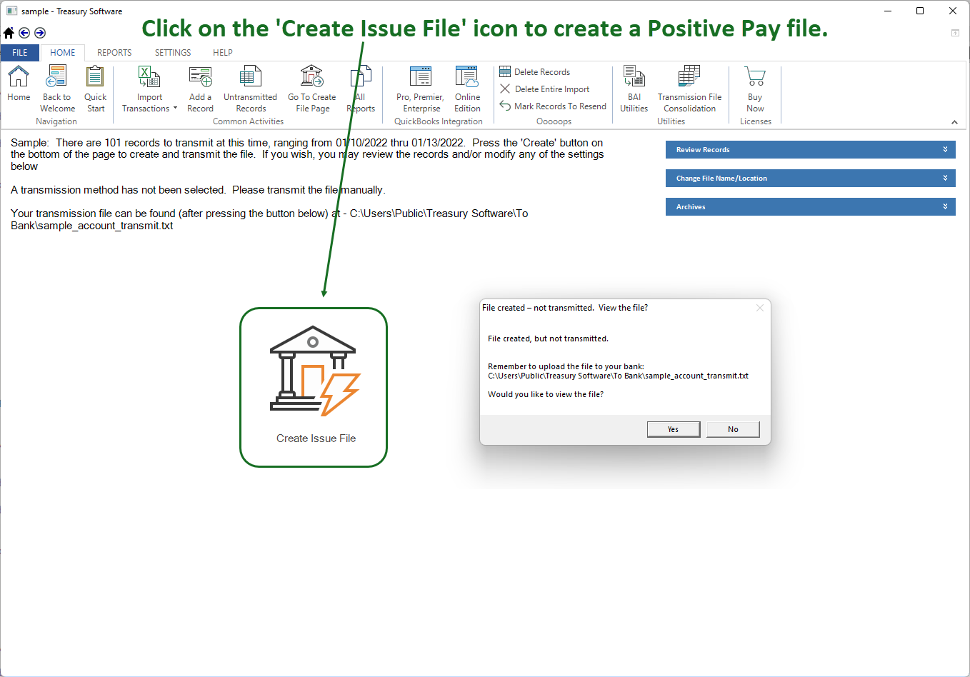 Easily create a Positive Pay file from Excel