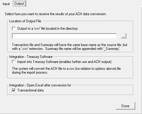 Figure 2 - ACH2Excel Output tab