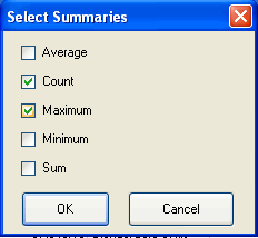 Advanced Reporting - Select Summaries box