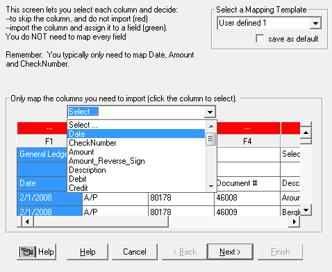 Getting Started BR - GL Mapping screen