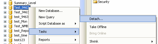 Detach SQL database